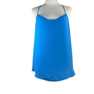 LOFT Bright Blue High Neck Spaghetti Strap Camisole Tank Top Size Medium M Flowy